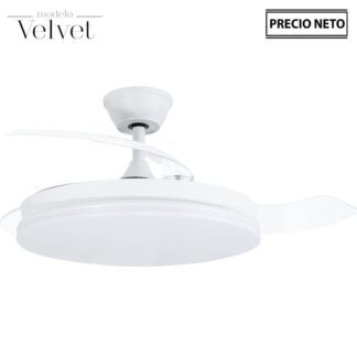 Ventilador Techo C/luz Velvet Blanco 3 Aspas Retráctiles Ø106x36-53cm Lámpara:ø45cm