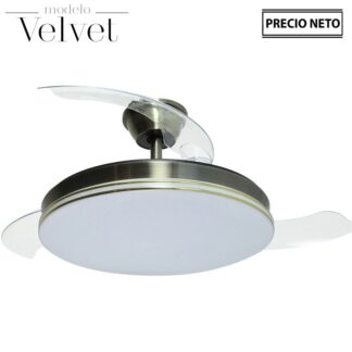 Ventilador Techo C/luz Velvet Cuero 3 Aspas Retráctiles Ø106x36-53cm Lámpara:ø45cm