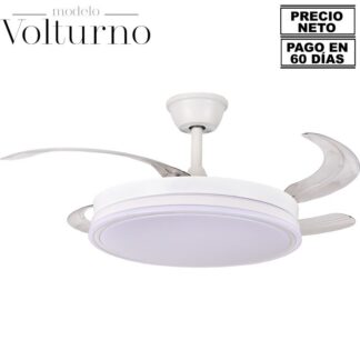 Ventilador Techo C/luz Volturno Blanco 4 Aspas Retráctiles Ø106x36-53cm Lámpara:ø45cm