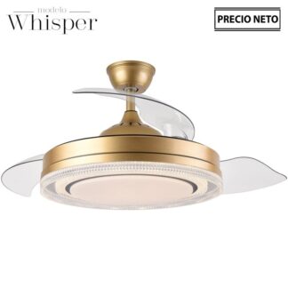 Ventilador Techo C/luz Whisper Dorado 3 Aspas Retráctiles Ø107x33-48cm Lámpara:ø50cm