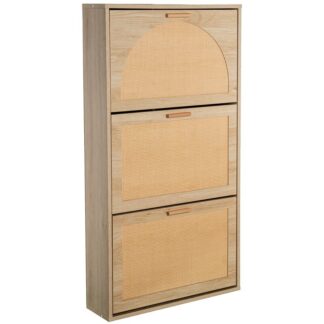 Zapatero Madera/ratán Natural C/3 Cajones 60x17x115cm Requiere Montaje