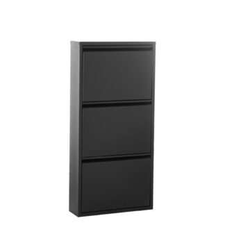 Zapatero Metal 3 Cajones Negro Mate 50x15x103cm