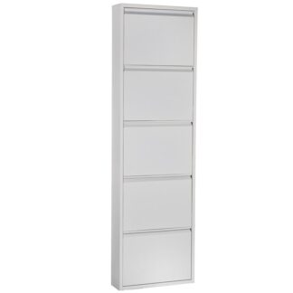 Zapatero Metal 5 Cajones Blanco Mate 50x15x170cm