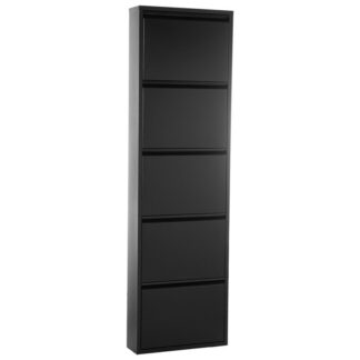 Zapatero Metal 5 Cajones Negro Mate 50x15x170cm