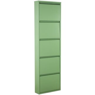 Zapatero Metal 5 Cajones Verde Pálido 50x15x170cm