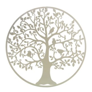 Adorno Pared Metal Árbol Blanco Ø60x1,3cm