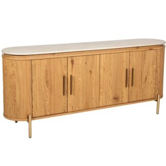 Aparador Madera Color Roble C/tapa Mármol Artificial 180x45x76cm