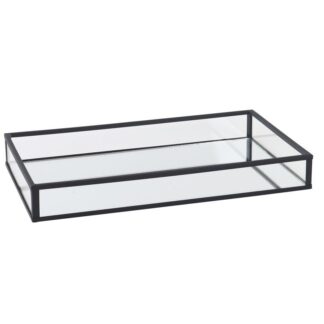 Bandeja Cristal/metal Negro 20x10x4,2cm