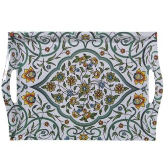 Bandeja Melamina C/asas Dec. Arabesco Colores 44x31x5cm, Int:35x24,5cm