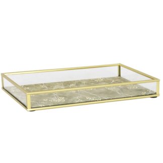 Bandeja Metal Dorada/cristal 25x15x3cm