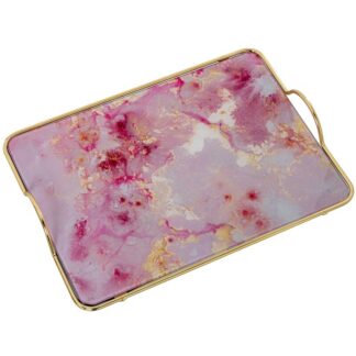 Bandeja Metal/cristal Flores 35x20x5cm