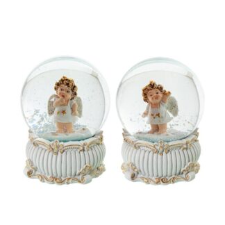 Bola De Nieve C/figura Ángel Resina Ø6,5x9cm