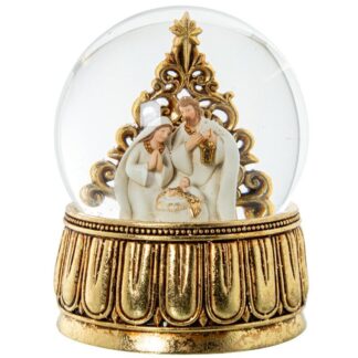 Bola De Nieve C/figura Resina Natividad Musical Ø15x20cm Funciona A Cuerda