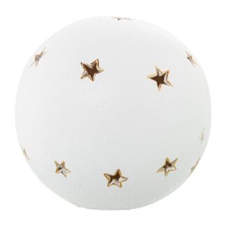 Bola Portavelas Ceramica Blanca/oro Ø22x21cm