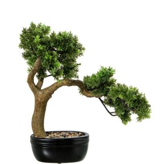 Bonsai Artificial Ciprés 35cm Pe+pvc C/maceta Cerámica 32x22x35cm Maceta:15x10x7cm