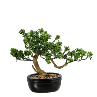 Bonsai Artificial Pino 28cm Pe+pvc C/maceta Cerámica 35x23x28cm Maceta:15x10x7cm