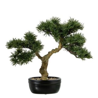 Bonsai Artificial Pino 34cm Pe+pvc C/maceta Cerámica 36x22x34cm Maceta:15x10x7cm