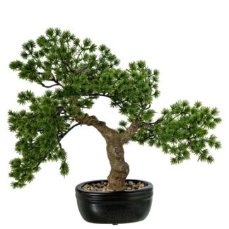 Bonsai Artificial Pino 36cm Pe+pvc C/maceta Cerámica 40x26x36cm Maceta:15x10x7cm