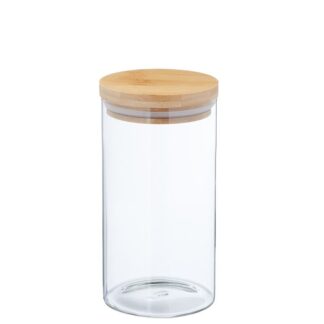 Bote Cocina Cristal 1000ml Tapa Bambú Ø10x24cm