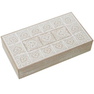 Caja Madera Natural/blanco 28x15x6cm