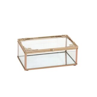 Caja Metal Dorado/cristal 15x11x5,3cm