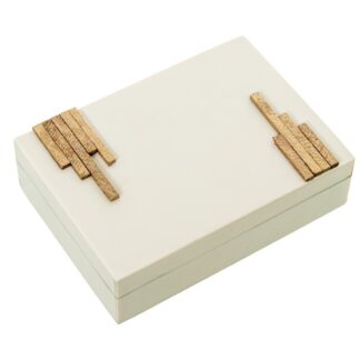 Caja Resina De Hueso C/base Madera 18x5x13cm