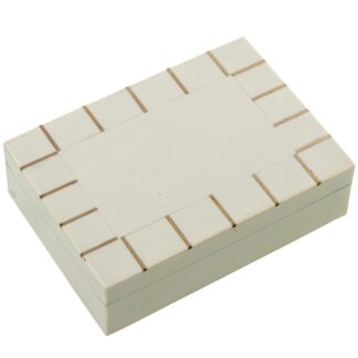 Caja Resina De Hueso C/base Madera 18x5x13cm
