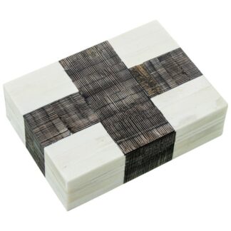 Caja Resina/hueso C/base Madera 18x5x13cm