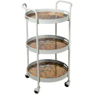 Camarera Metal Blanco C/bandejas Decoradas 50x44,6x87,5cm