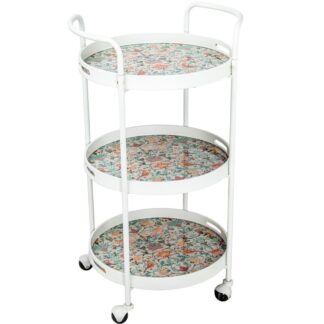 Camarera Metal Blanco C/bandejas Decoradas 50x44,6x87,5cm
