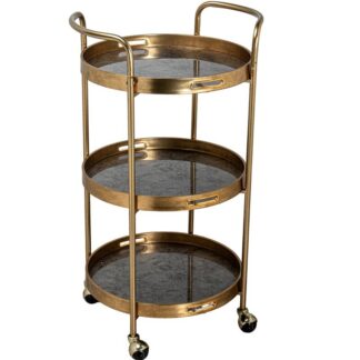 Camarera Metal Dorado C/bandejas Decoradas 50x44,6x87,5cm
