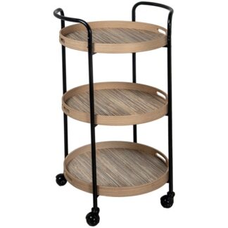 Camarera Metal Negro C/bandejas Decoradas 50x44,6x87,5cm