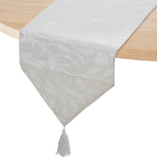 Camino De Mesa 30x180cm 100% Poliéster Blanco Decorado 30x180cm