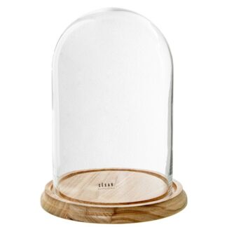Campana Cristal Transparente C/base Madera Ø21x31cm