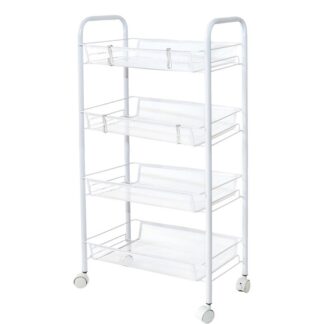 Carrito Almacenamiento Metal Blanco 4 Baldas 45x27x84cm