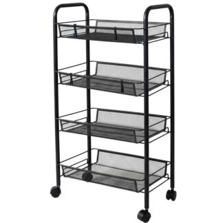 Carrito Almacenamiento Metal Negro 4 Baldas 45x27x84cm
