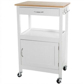 Carro Cocina Madera Blanca/natural Con Cajón+ Puerta 55x40x88cm Requiere Montaje