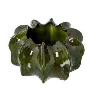 Centro Cactus Ceramica Ø35cm Verde Oscuro Brillo Ø35x20cm