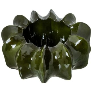Centro Cactus Ceramica Ø45cm Verde Oscuro Brillo Ø45x24cm