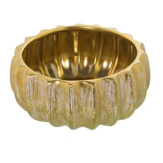Centro Cerámica Ø26cm Oro Rayado Blanco Ø26x12cm