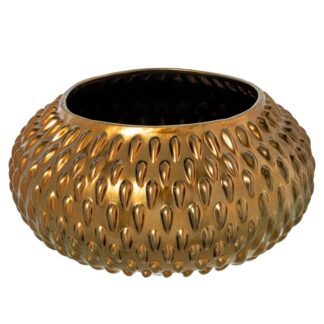 Centro Ceramica Ø44cm Dorado Cuero Ø44x23cm