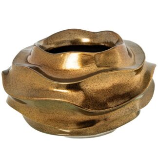 Centro Cerámica Ø45cm Dorado Cuero Ø45x26cm