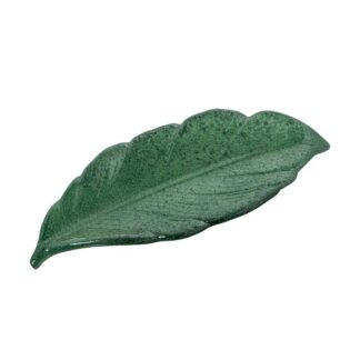 Centro Cerámica 48cm Hoja Verde Jaspeado 48x20x7cm