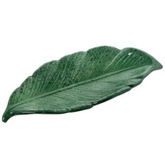 Centro Cerámica 58cm Hoja Verde Jaspeado 58x24x9cm