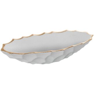 Centro Cerámica Blanco Arena/dorado 59x23x13cm