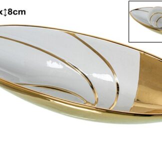 Centro Ceramica Blanco Brillo/oro 40x13x8cm