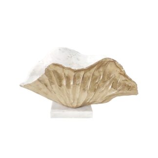 Centro Decorativo Aluminio C/ Base Mármol 33x9x18cm