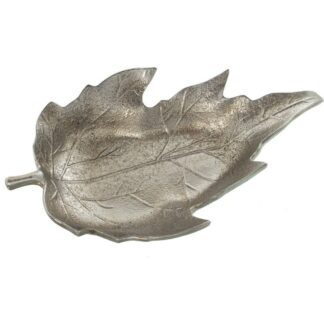 Centro Hoja Cerámica Plata 52x31x9cm