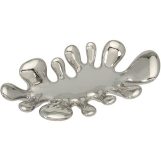 Centro Lobulado Ceramica Plata Brillo 56x28,5x9cm