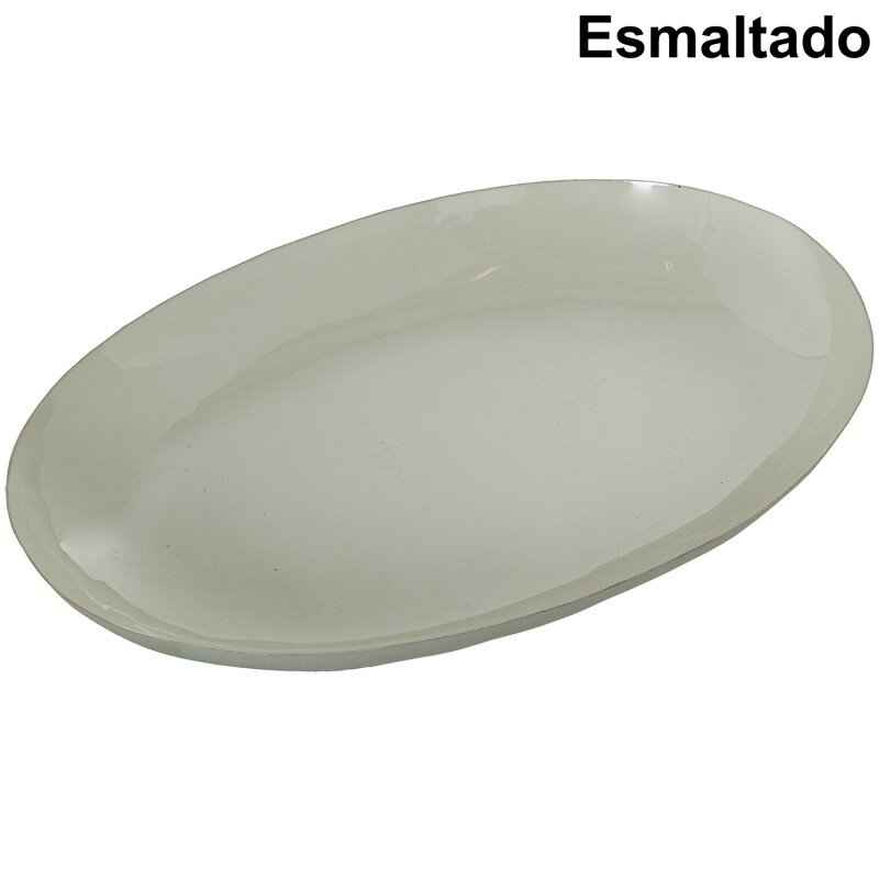 Centro Mesa Metal Esmaltado Blanco 43x31x5,5cm